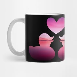 Pink Heart Duck Sunset Mug